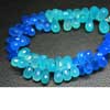 Natural Aqua Blue Shaded Chalcedony Faceted Tear Drop Briolette Beads Strand You will get full 8 Inches and Sizes from 9mm to 11mm approx